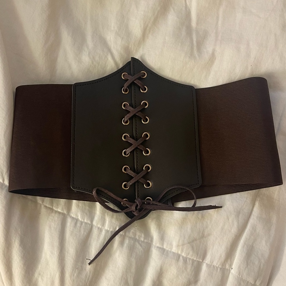 Brown Faux Leather Corset